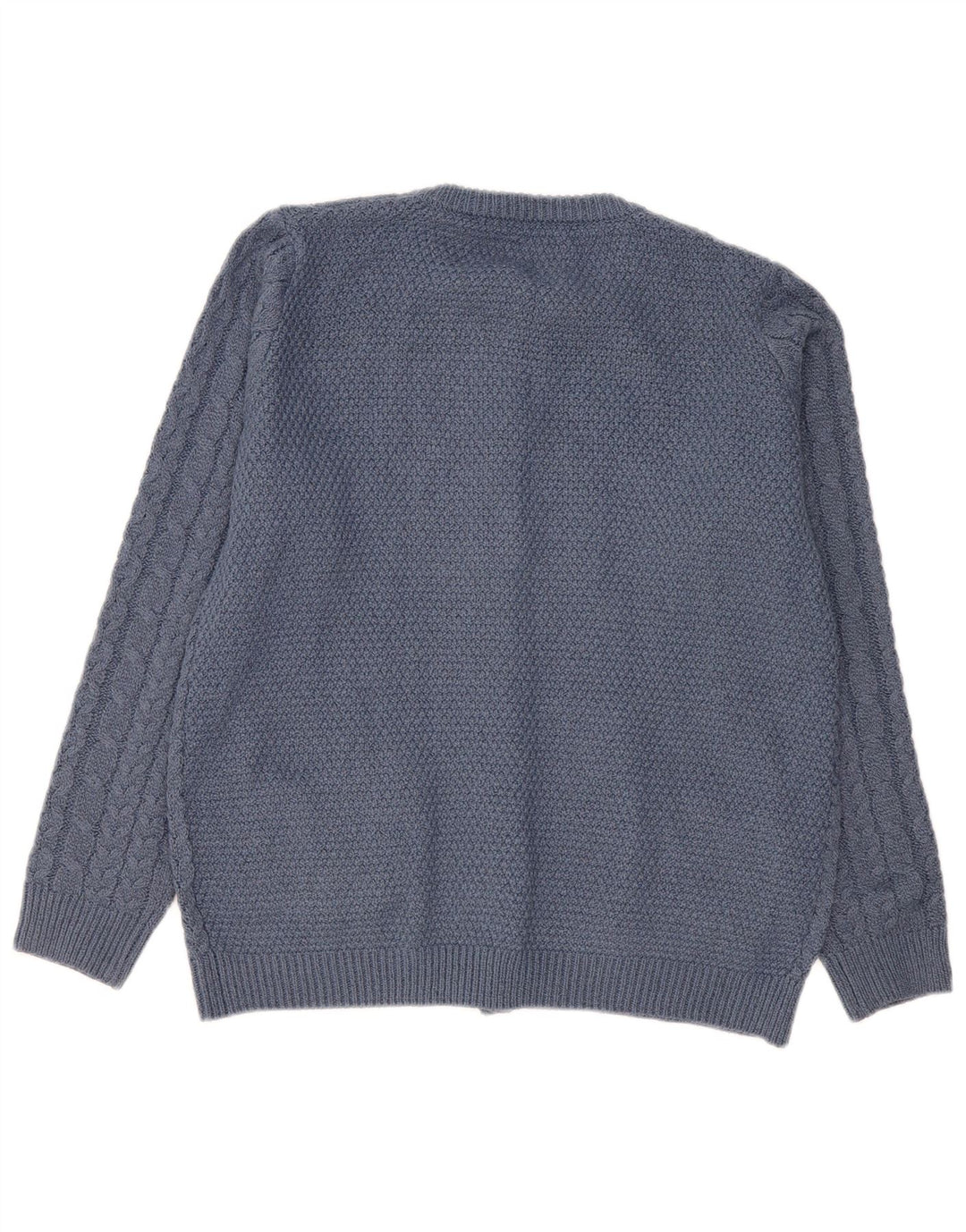 vintage Femmes Loose Fit Cardigan Pull UK 14 Polyester Bleu Moyen
