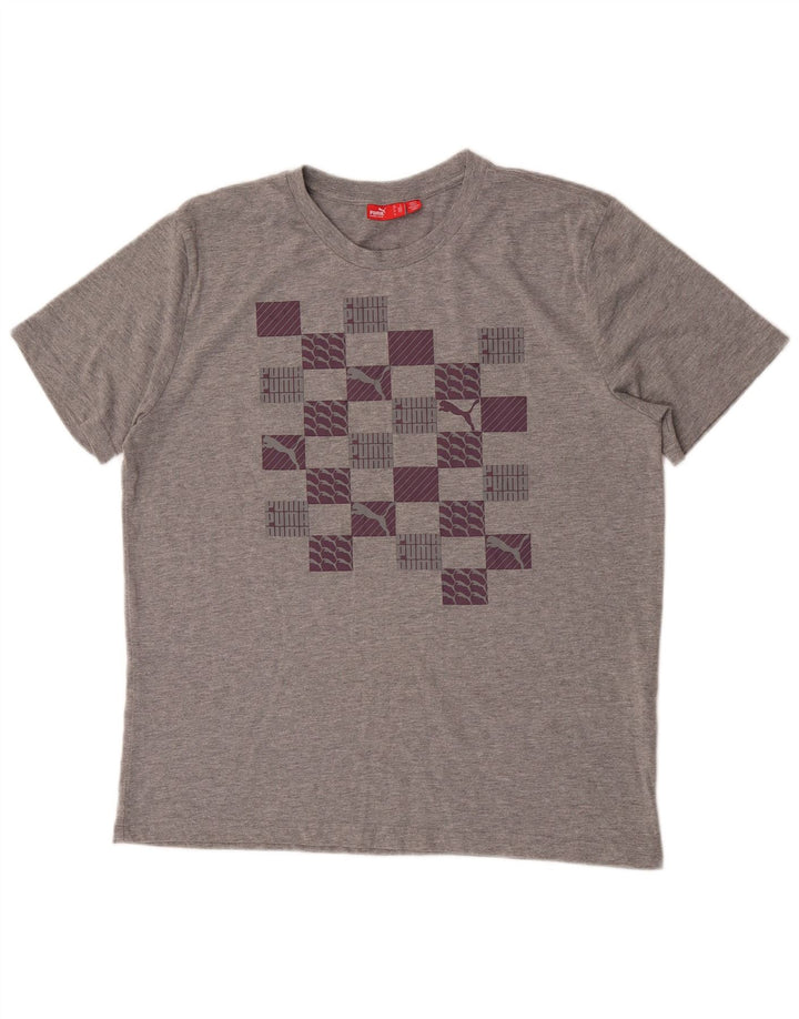 Puma T-Shirt Graphique Homme Large Gris Moucheté Coton
