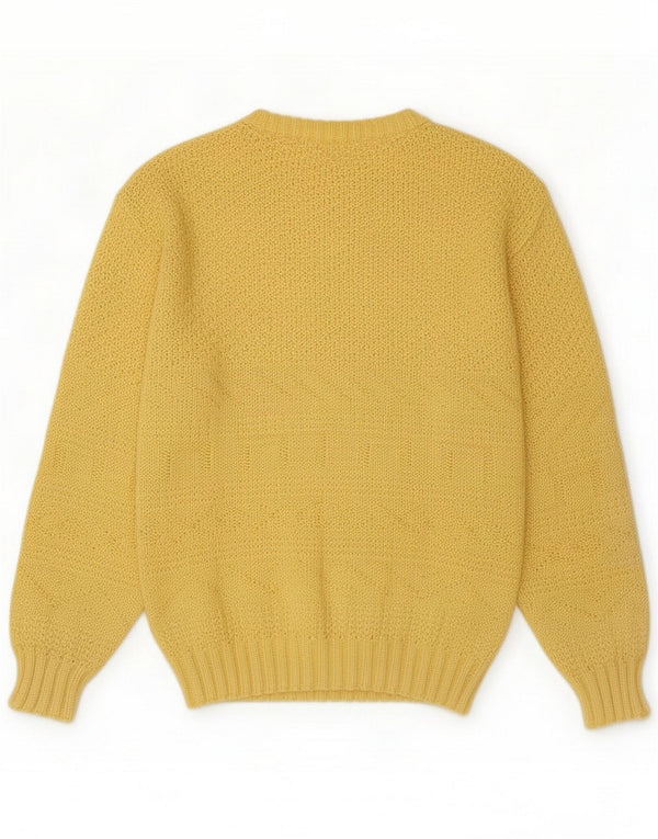 Vintage Pull col bateau pour femme UK 44 Jaune moyen