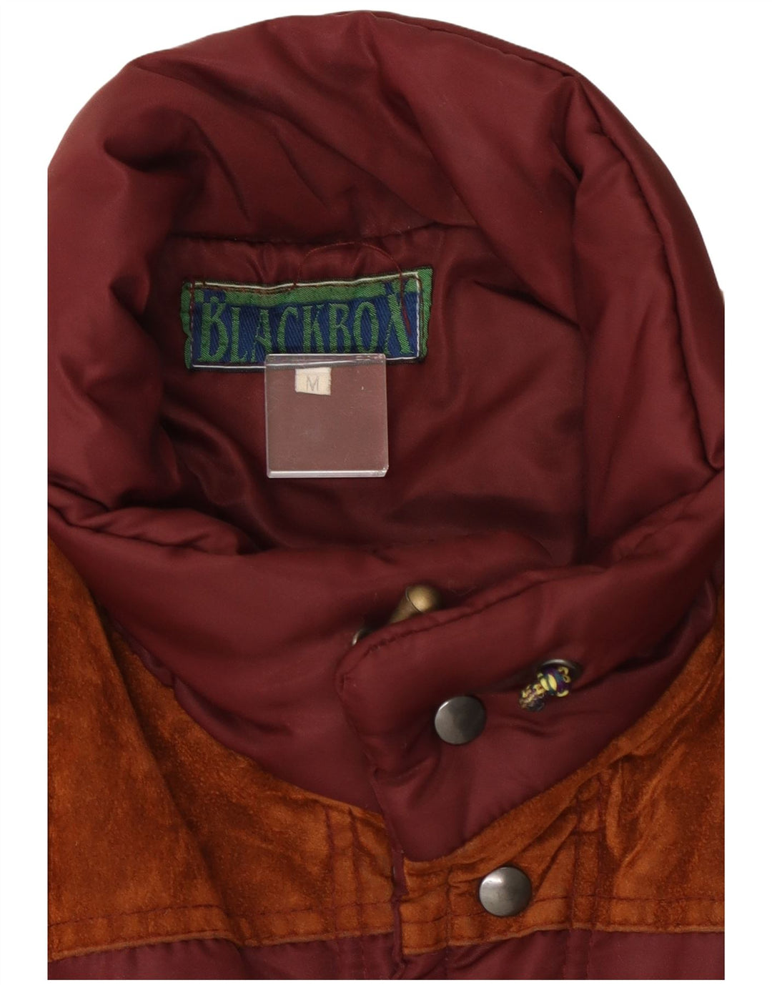 vintage Mens Gilet rembourré UK 38 Medium Maroon Colourblock