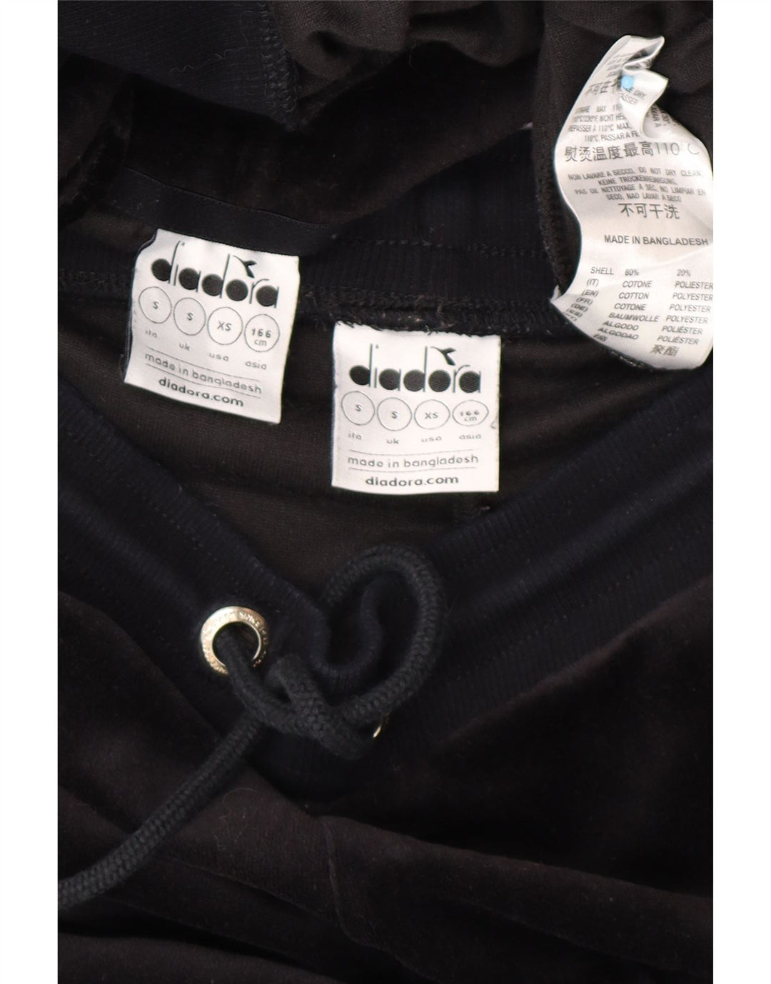 DIADORA Survêtement surdimensionné en velours pour femme UK 10 Small Noir