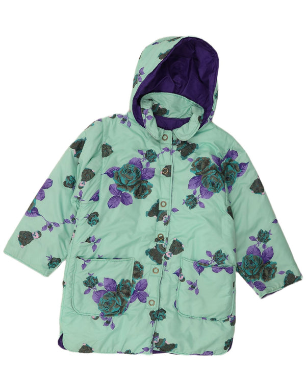 Magil Manteau rembourré à capuche pour femme UK 16 Large Vert Floral Polyester