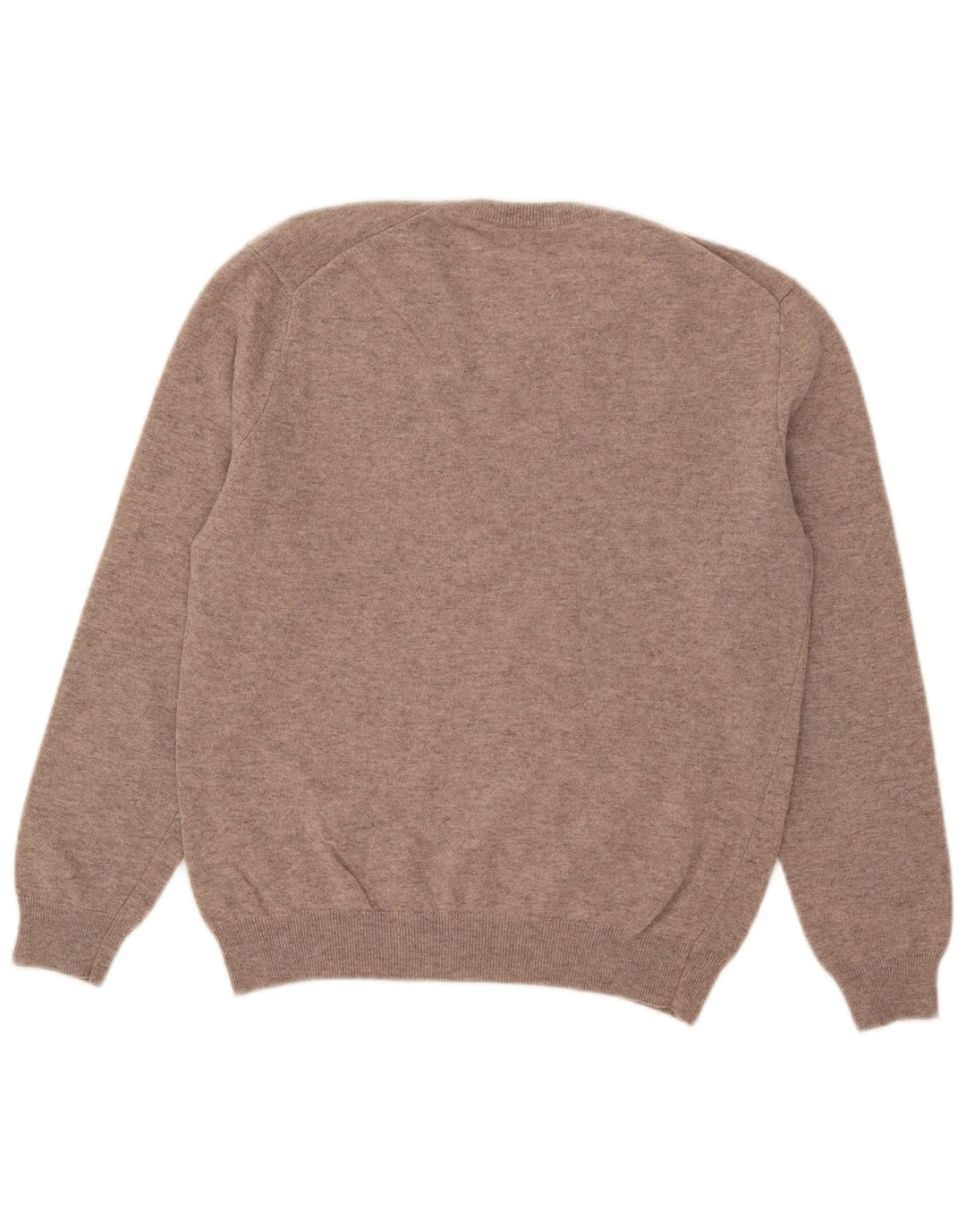 Benetton Pull Col V Homme Petite Laine Beige
