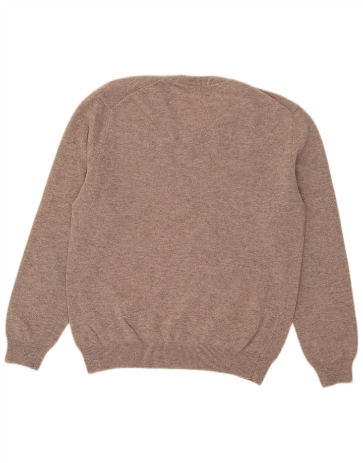 Benetton Pull Col V Homme Petite Laine Beige