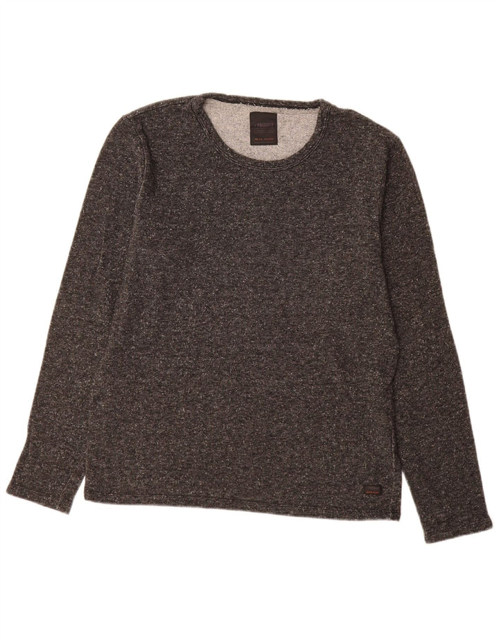 vintage Mens Top Manches Longues Grand Coton Gris