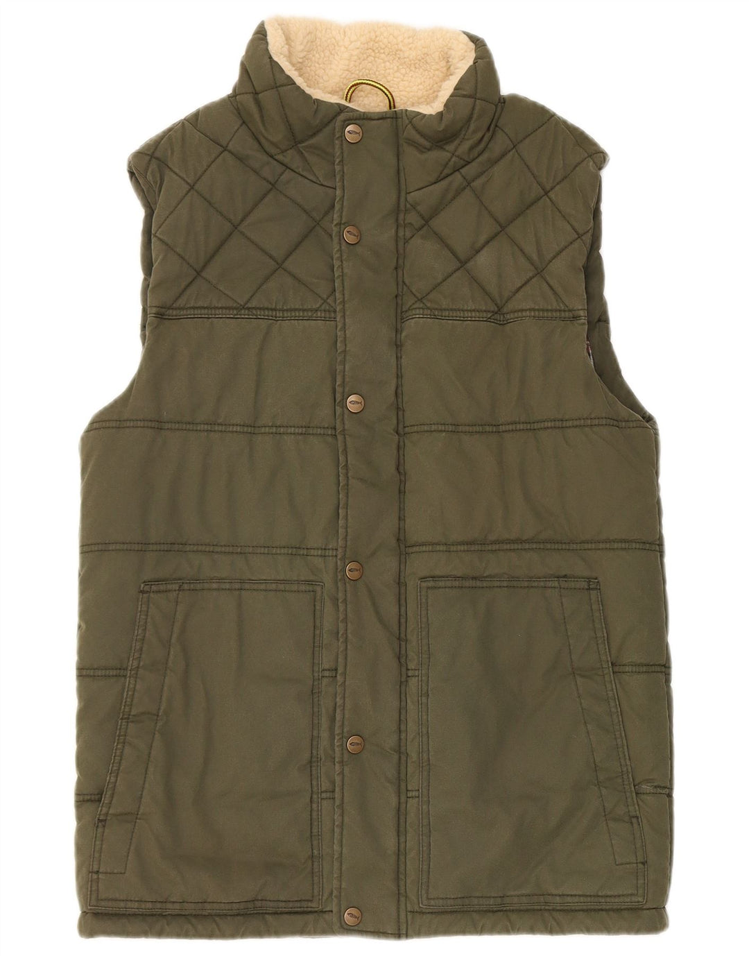 Weird Fish Gilet rembourré pour homme UK 38 Petit Vert Polyester
