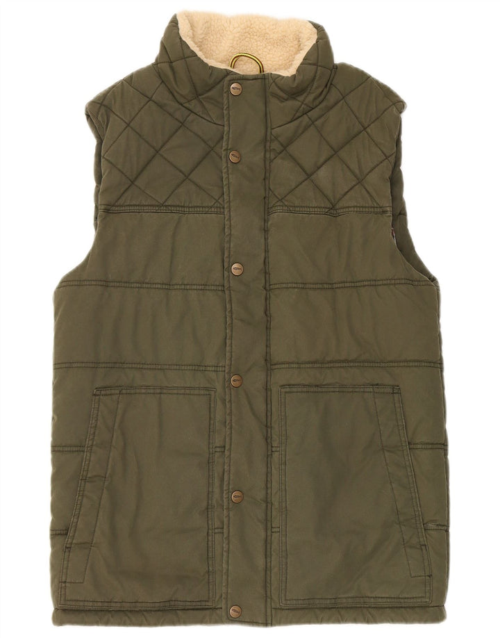 Weird Fish Gilet rembourré pour homme UK 38 Petit Vert Polyester
