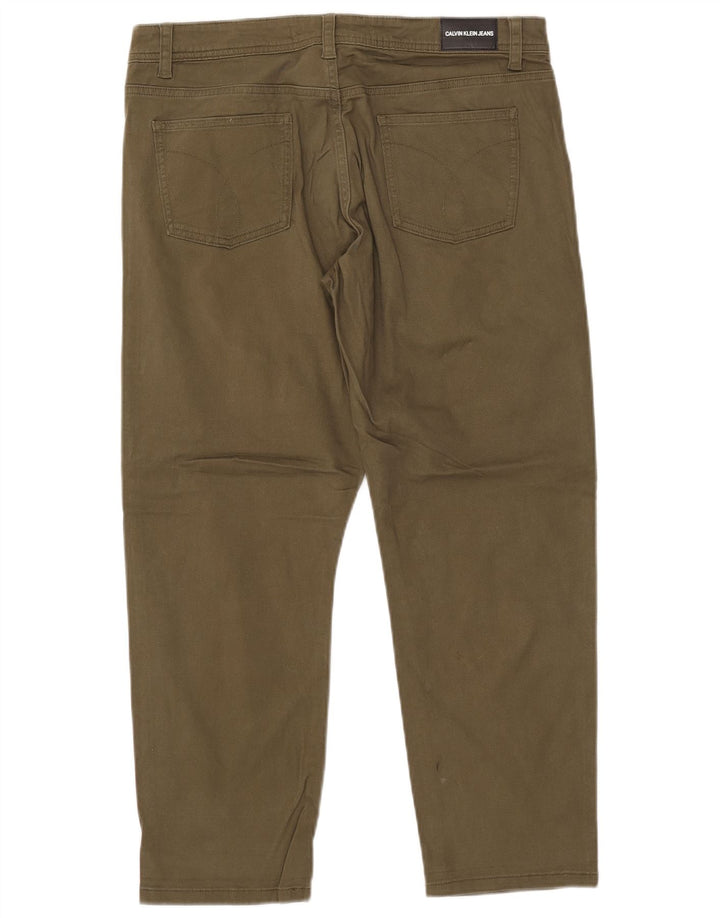 CALVIN KLEIN Pantalon court fuselé pour femme US 12 Large W34 L26 Kaki