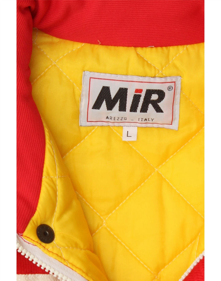 vintage Mens Rembourré Manteau UK 40 Grand Colorblock Rouge