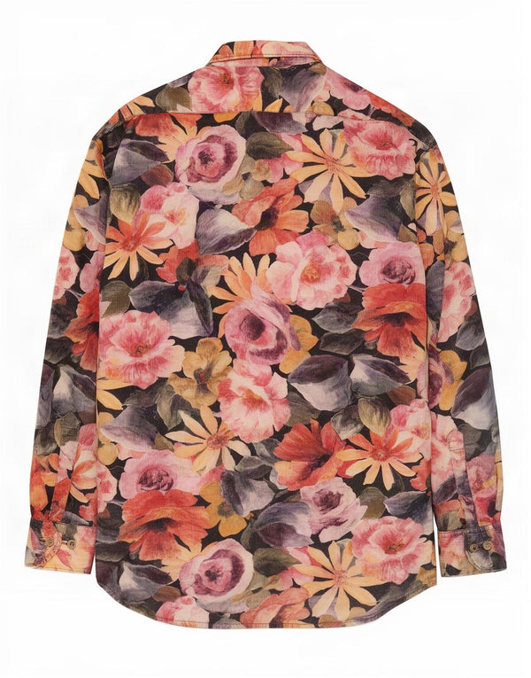 Ingro Rose Chemise en Velours Côtelé Homme Large Multicolore Floral