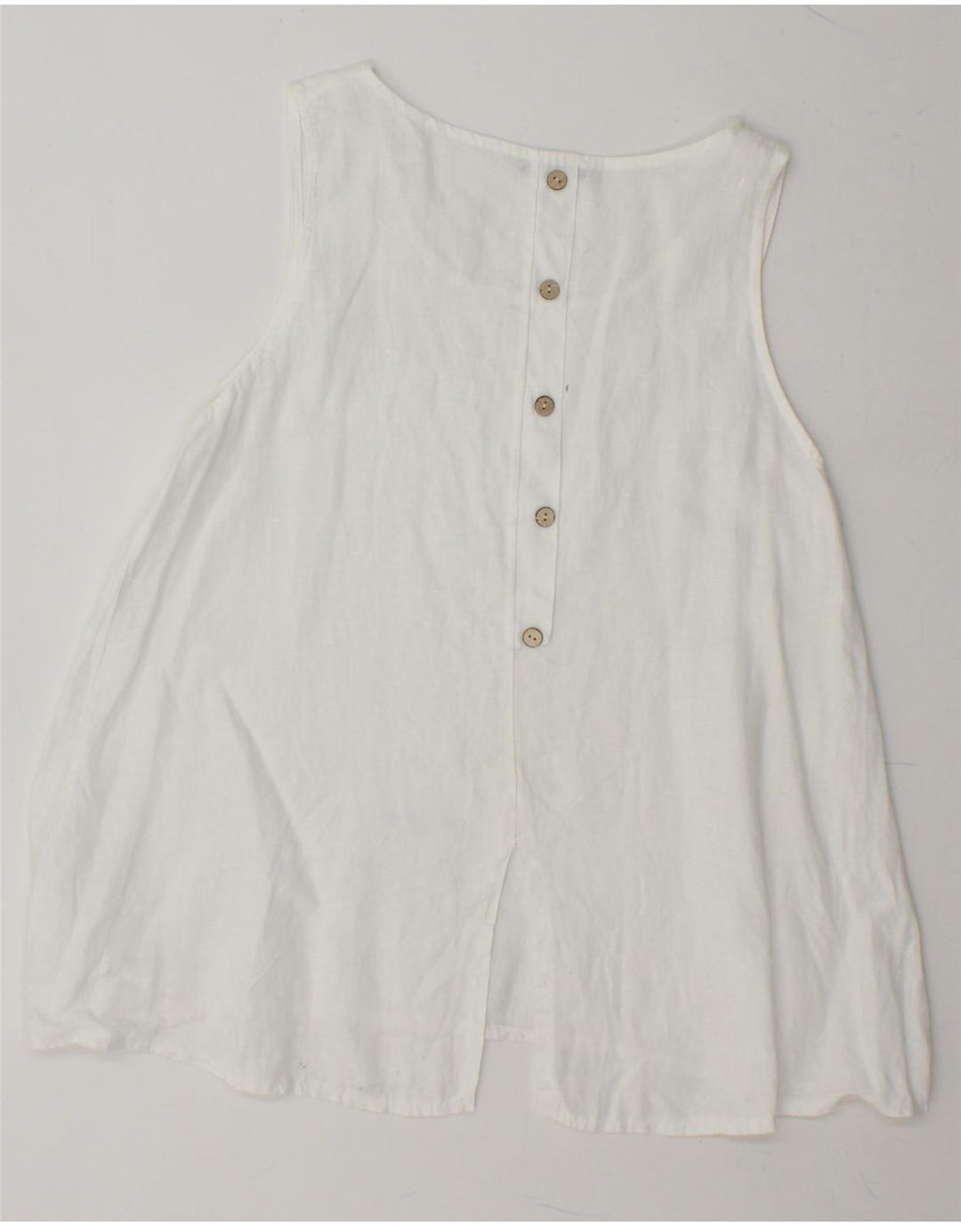 VINTAGE Womens Sleeveless Blouse Top UK 14 Medium White Vintage Vintage and Second-Hand Vintage from Messina Hembry 