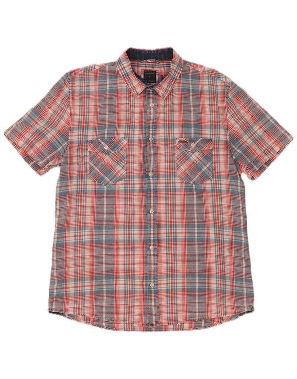 Guess Chemise à Manches Courtes Homme XL Coton à Carreaux Multicolore