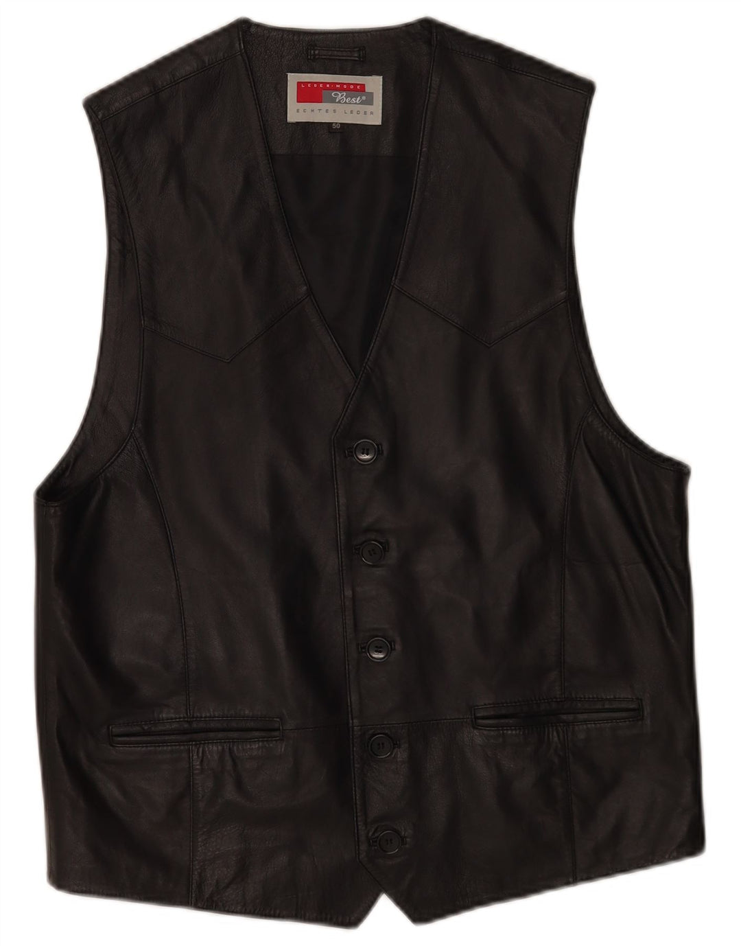 gilet en cuir homme vintage EU 50 cuir noir moyen