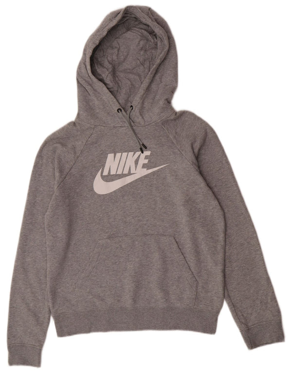 Nike Pull à capuche surdimensionné graphique pour femme UK 10 Petit coton gris