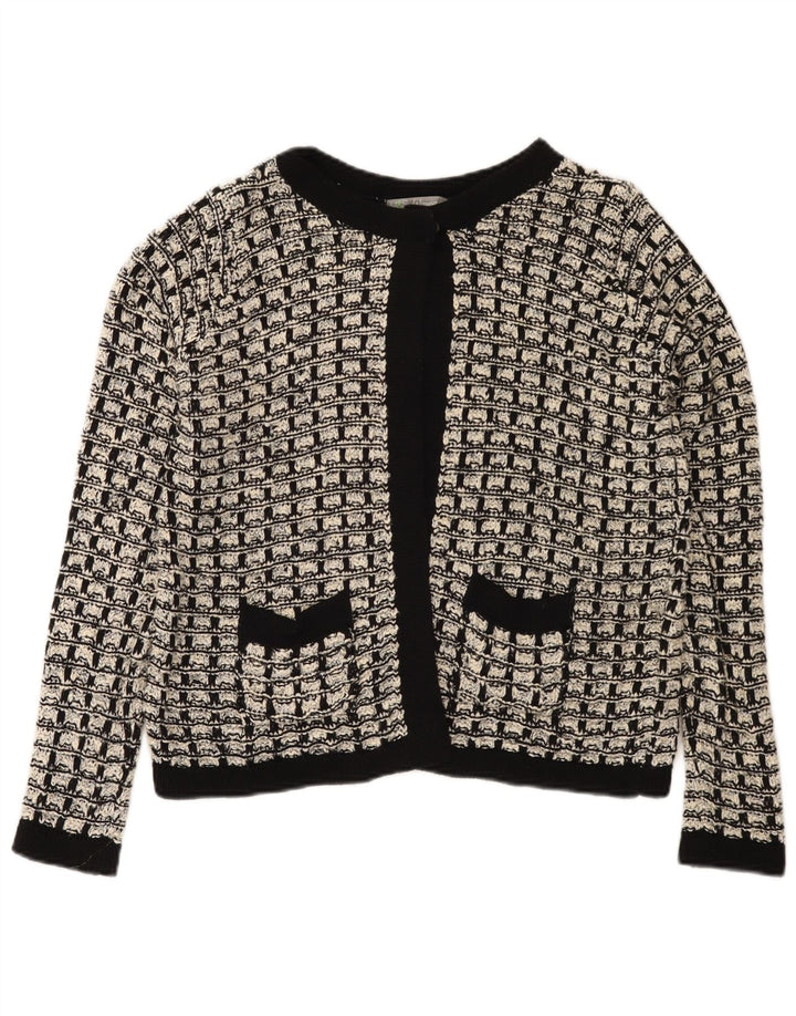 Marks & Spencer Cardigan pour femme en coton à carreaux noir moyen UK 12