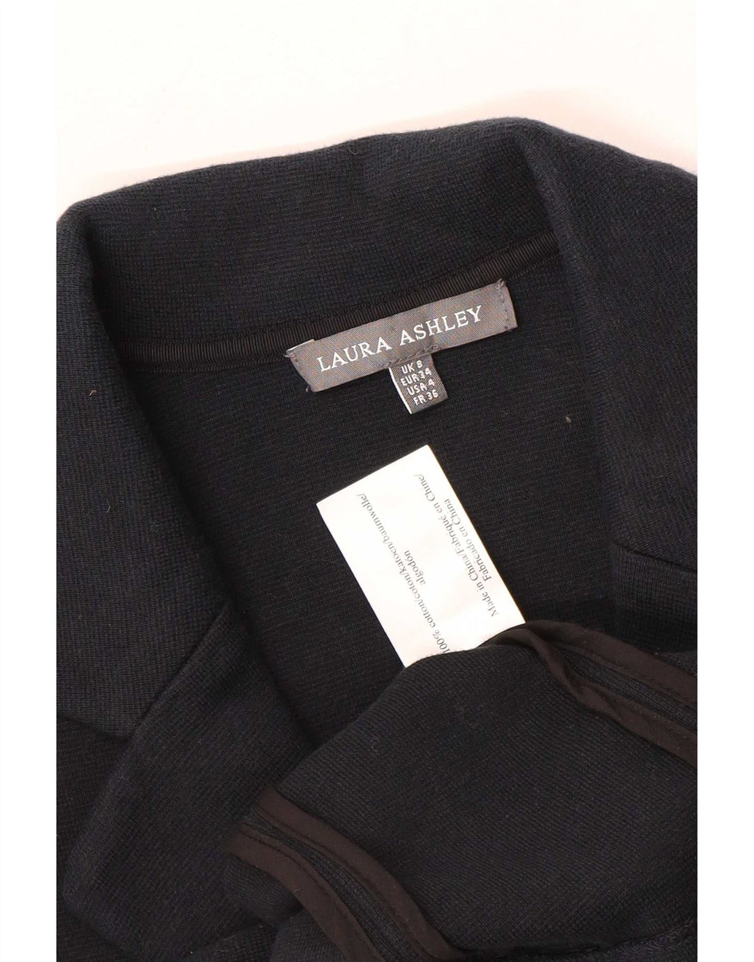 Laura Ashley Veste blazer en tricot à 3 boutons pour femme UK 8 Petit coton bleu marine