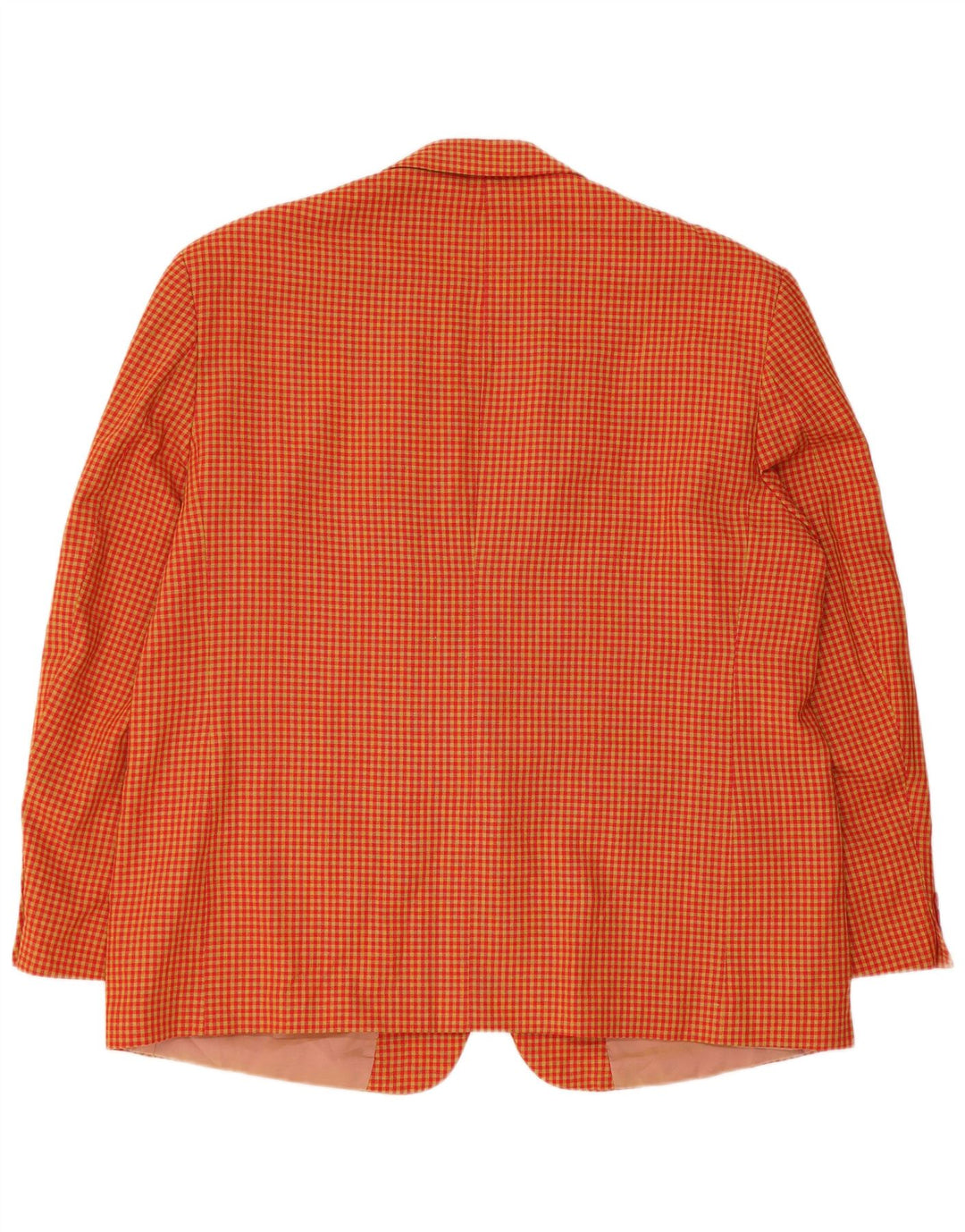 vintage Homme 2 Bouton Blazer Veste UK 40 Grande Viscose Vichy Jaune