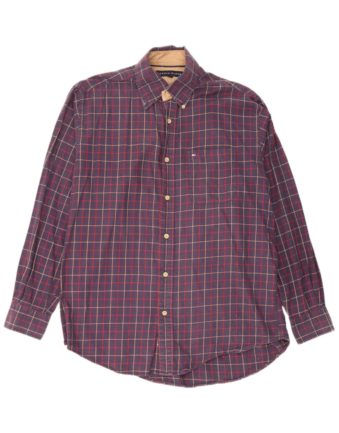 Tommy Hilfiger Chemise en flanelle pour homme Petit carreaux en coton bleu marine