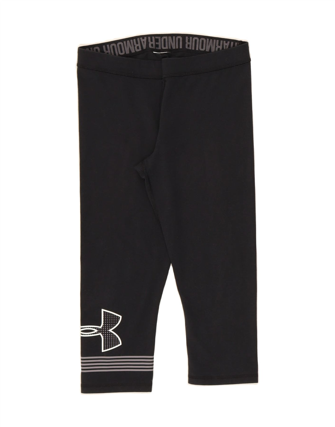 UNDER ARMOUR Womens Graphic Capri Leggings UK 12 Medium  Black Vintage Under Armour and Second-Hand Under Armour from Messina Hembry 