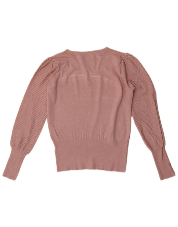 Marks & Spencer Pull col bateau pour femme UK 10 Petit rose rayé