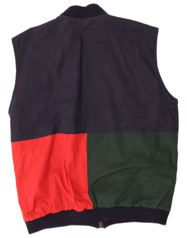 vintage Mens Réversible Gilet UK 42 XL Navy Blue Colourblock