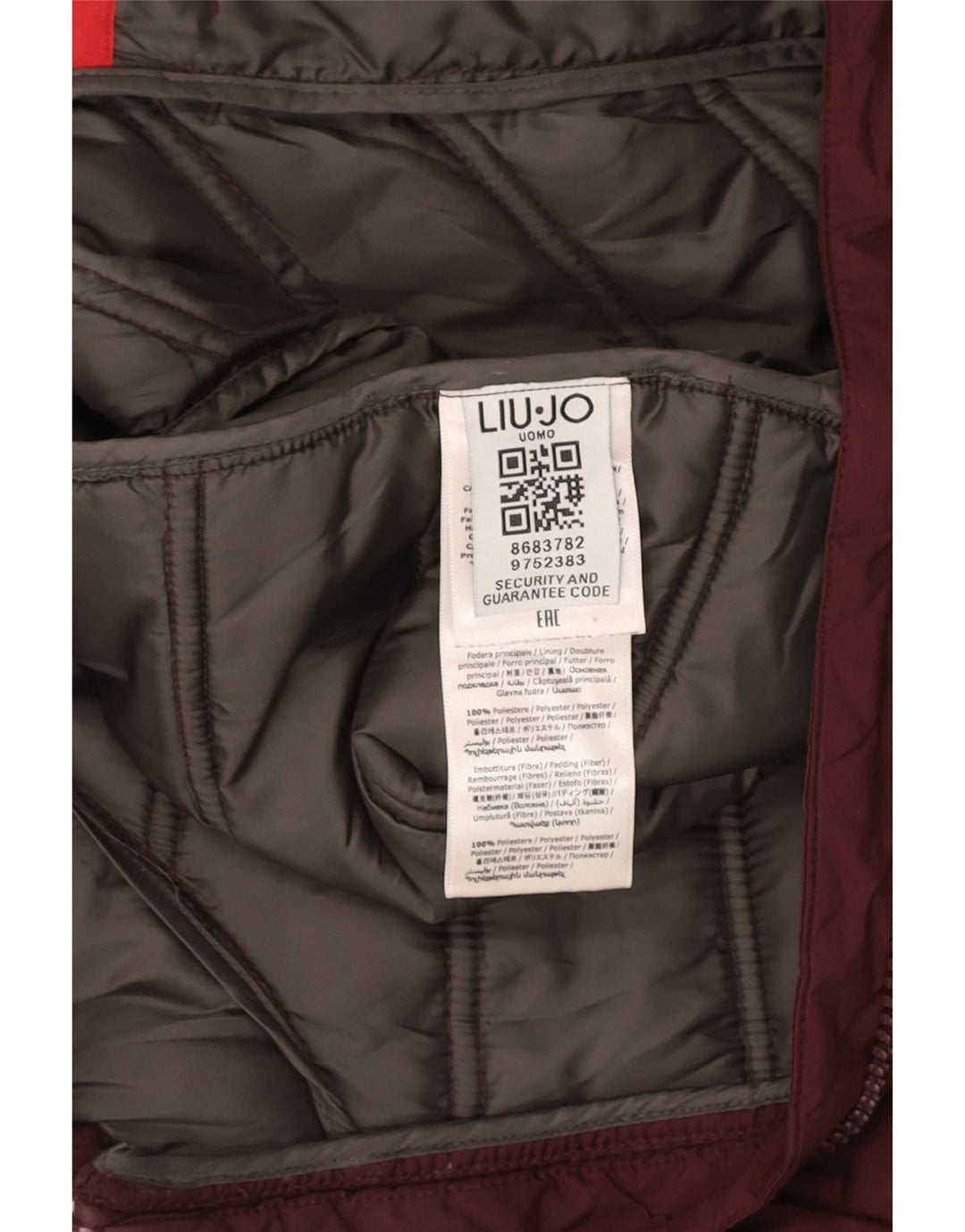 Liu Jo Veste matelassée à capuche pour homme UK 38 Polyester Bordeaux moyen