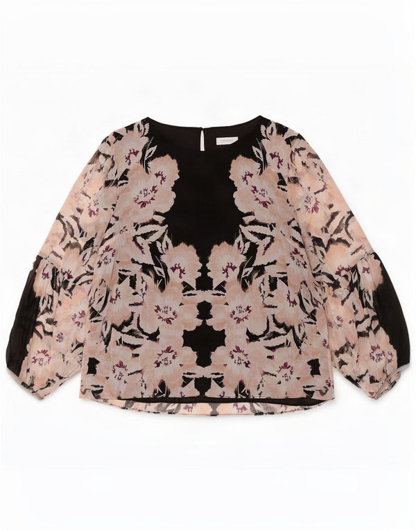 Calvin Klein Chemisier à manches longues pour femme UK 18 XL Noir Floral Polyester
