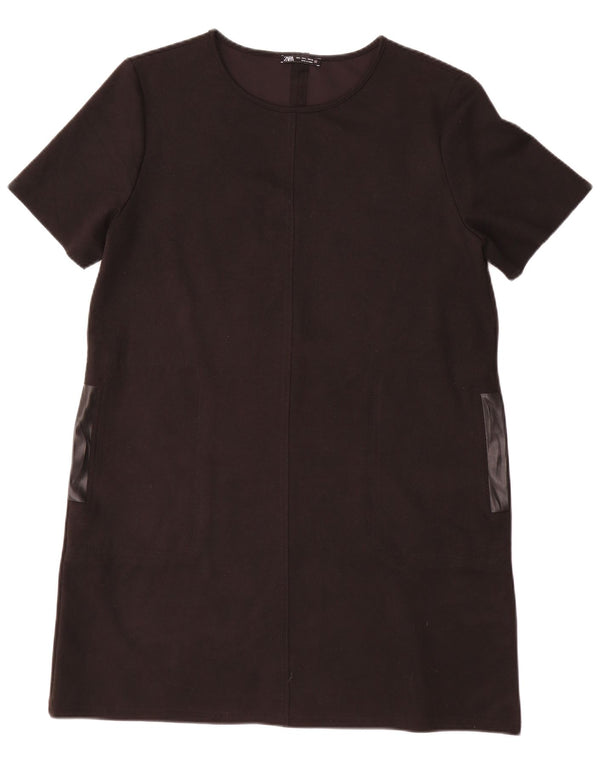 Zara Robe droite pour femme UK 16 Large Noir Polyester