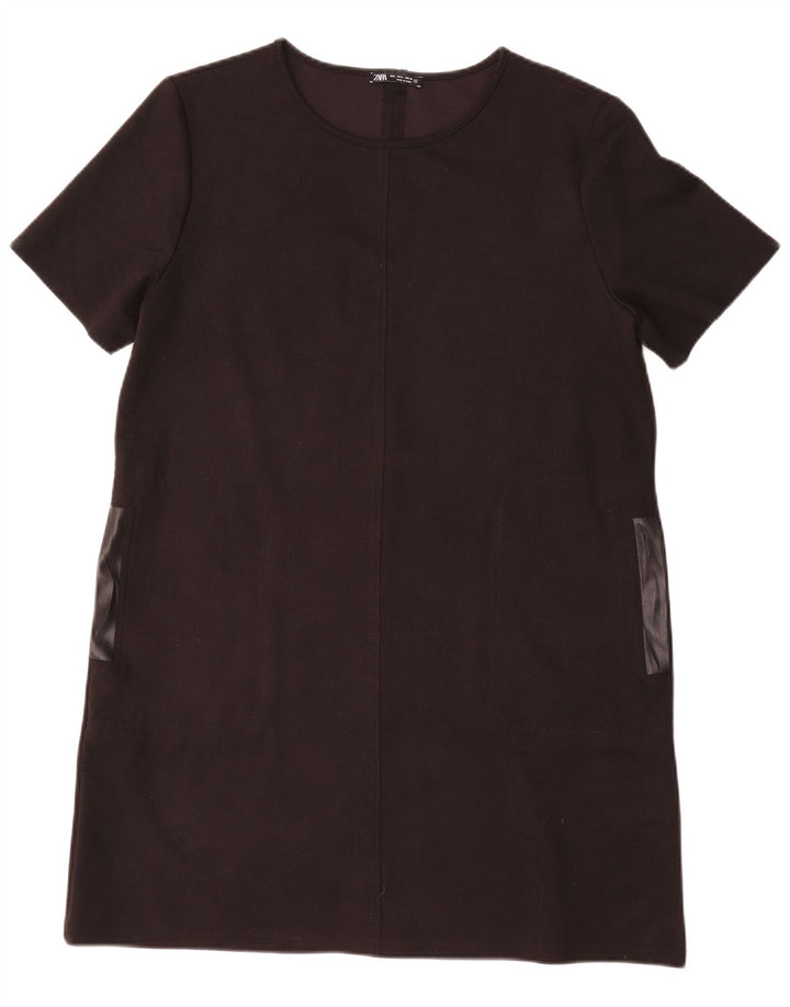 Zara Robe droite pour femme UK 16 Large Noir Polyester