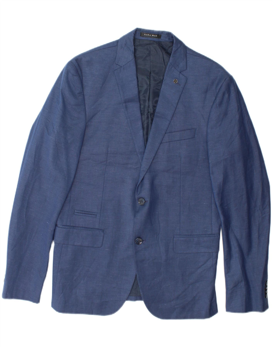ZARA Mens 2 Button Blazer Jacket EU 50 Medium Blue Polyester Vintage Zara and Second-Hand Zara from Messina Hembry 