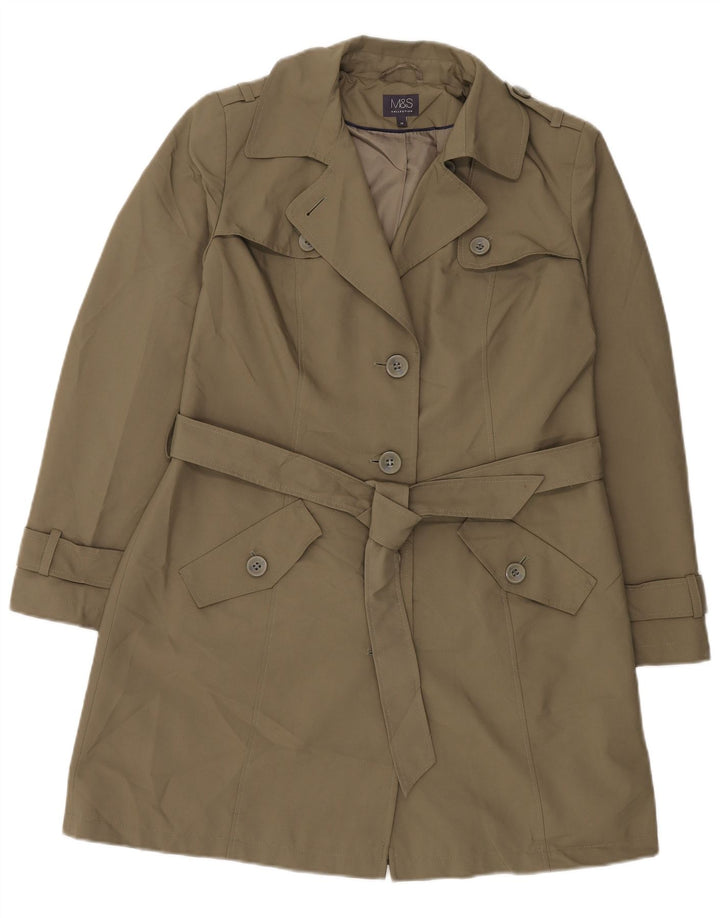 Marks & Spencer Trench-Coat Femme UK 14 Grand Kaki Polyester