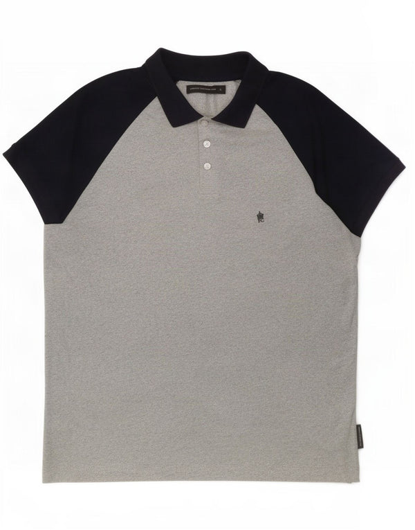 French Connection Polo Homme XL Gris Colorblock Polyester