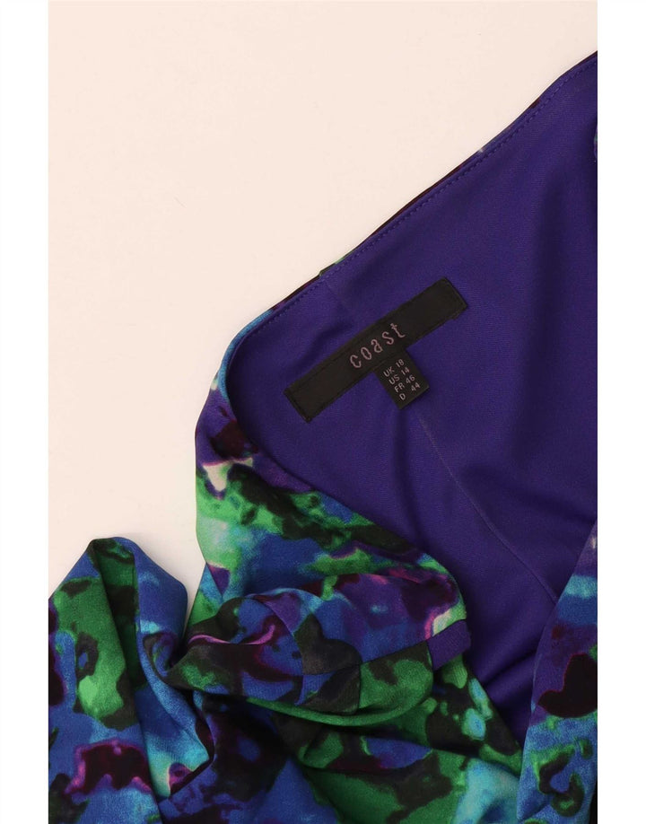 Coast Robe droite à manches 3/4 à motif abstrait pour femme UK 18 XL Bleu