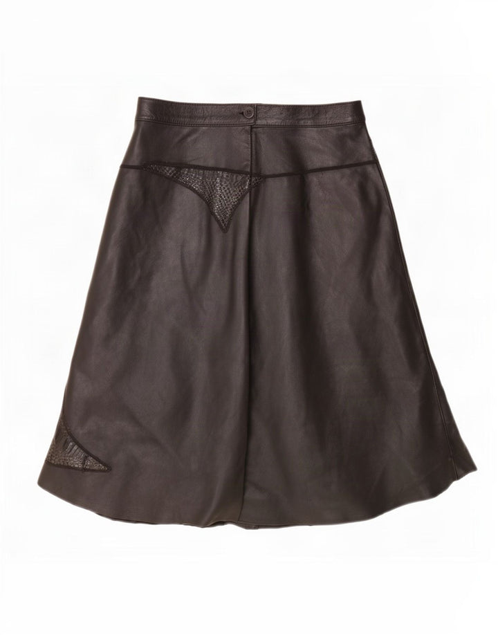 jupe en cuir femme vintage IT 44 Medium W28 Patchwork noir