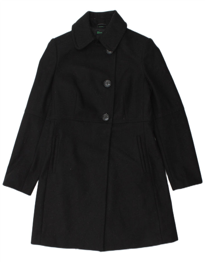 Benetton Pardessus Femme IT 42 Laine Noir Moyen