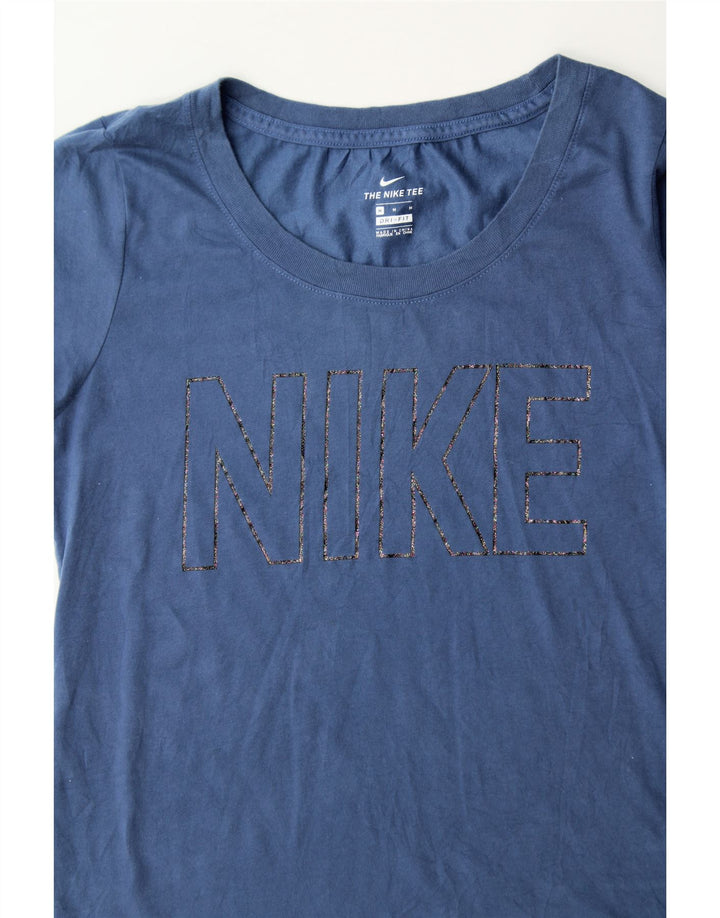 NIKE Womens Graphic T-Shirt Top UK 14 Medium Navy Blue Vintage Nike and Second-Hand Nike from Messina Hembry 