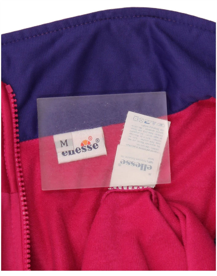 Ellesse Veste de survêtement pour femme UK 14 Rose moyen Colourblock Retro