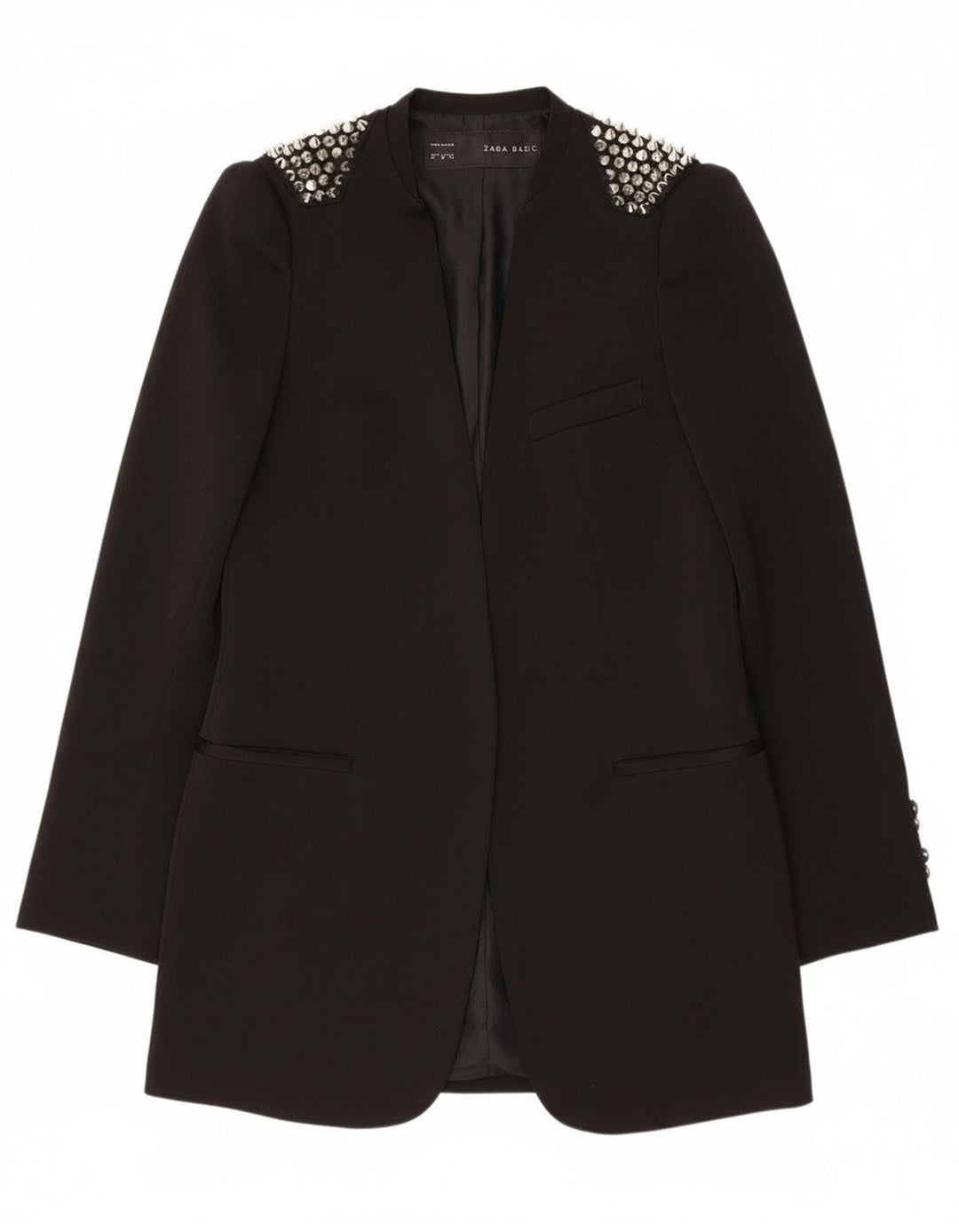 Zara Veste Blazer Ouverte Femme UK 12 Noir Moyen