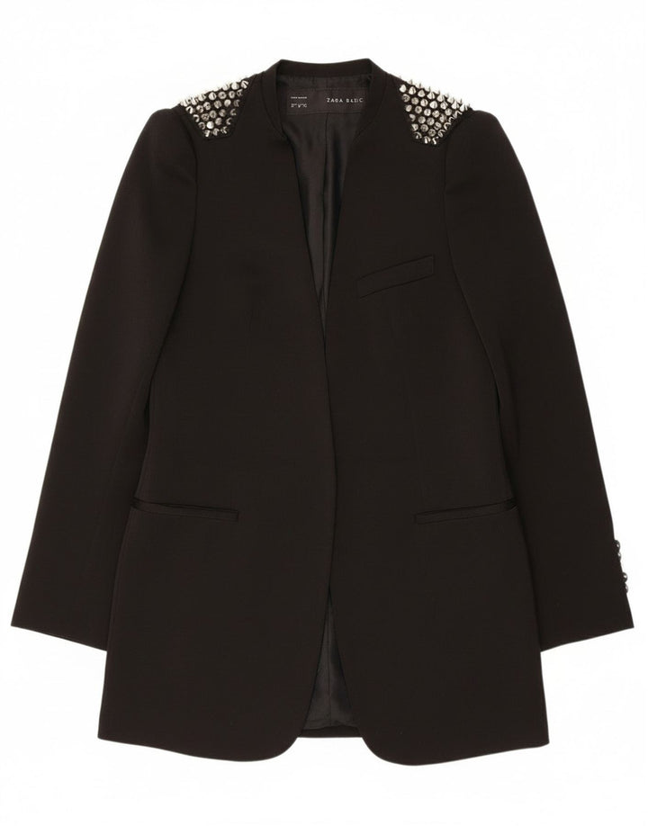 Zara Veste Blazer Ouverte Femme UK 12 Noir Moyen