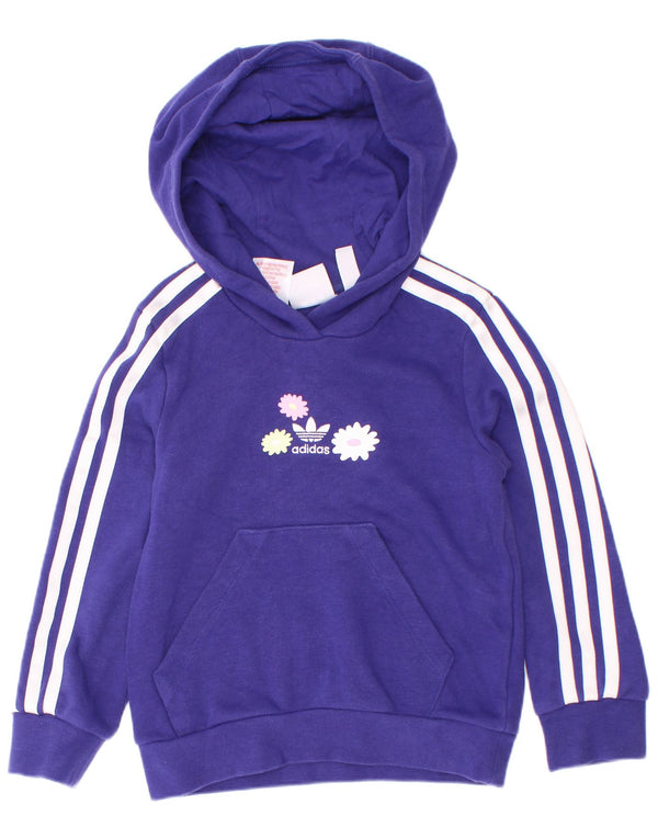 Adidas Pull à capuche graphique pour fille 5-6 ans Violet Floral Coton
