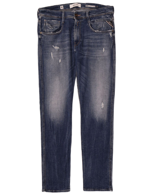 Replay Jean Slim Anbass Homme W34 L32 Bleu Coton