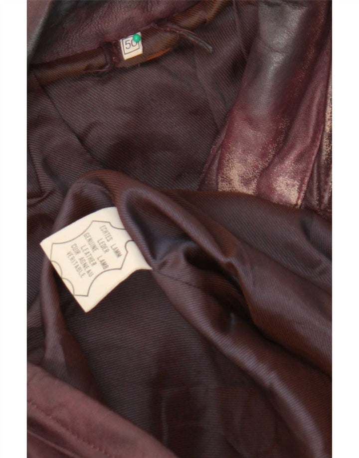 vintage Mens Leather Utility Gilet IT 50 Large Maroon
