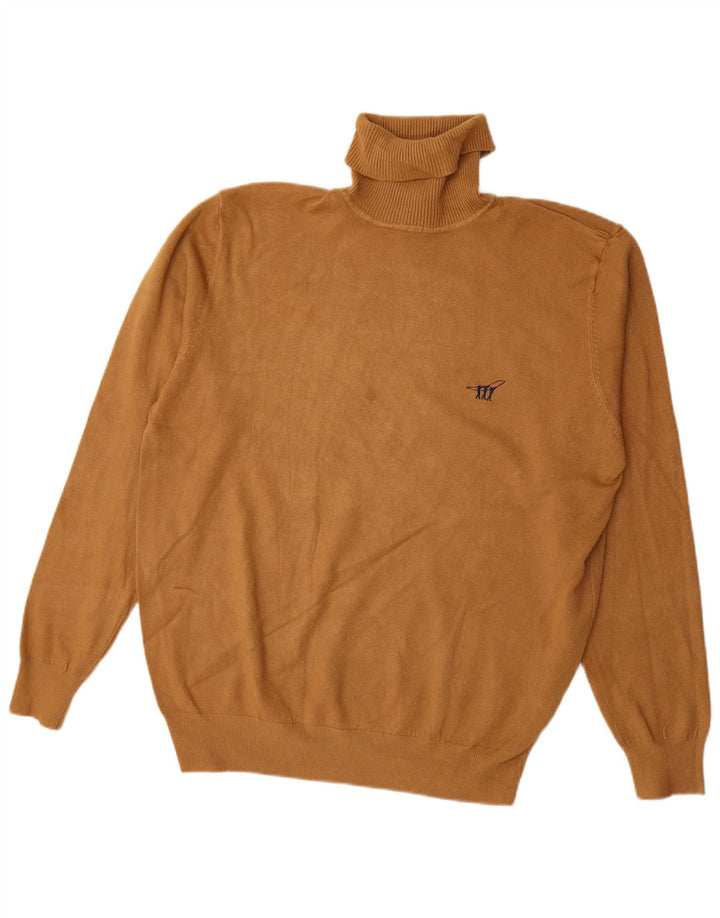 vintage Homme Col Roulé Pull Pull XL Beige