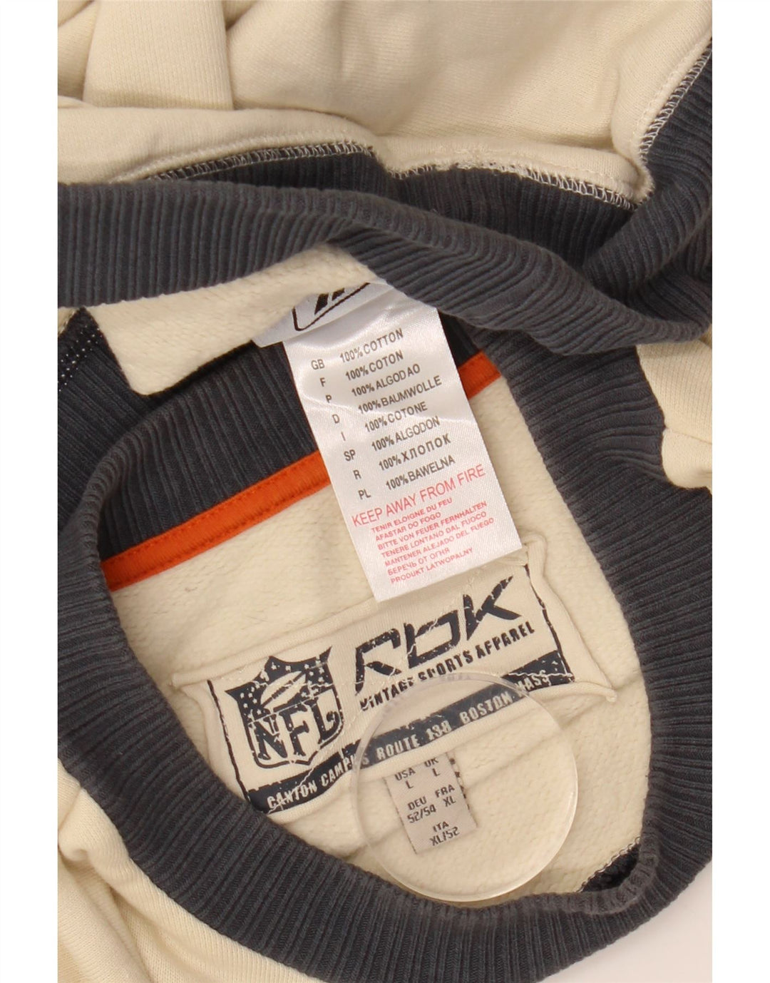 REEBOK Sweat-shirt Miami Dolphins pour homme Large Blanc cassé Colorblock