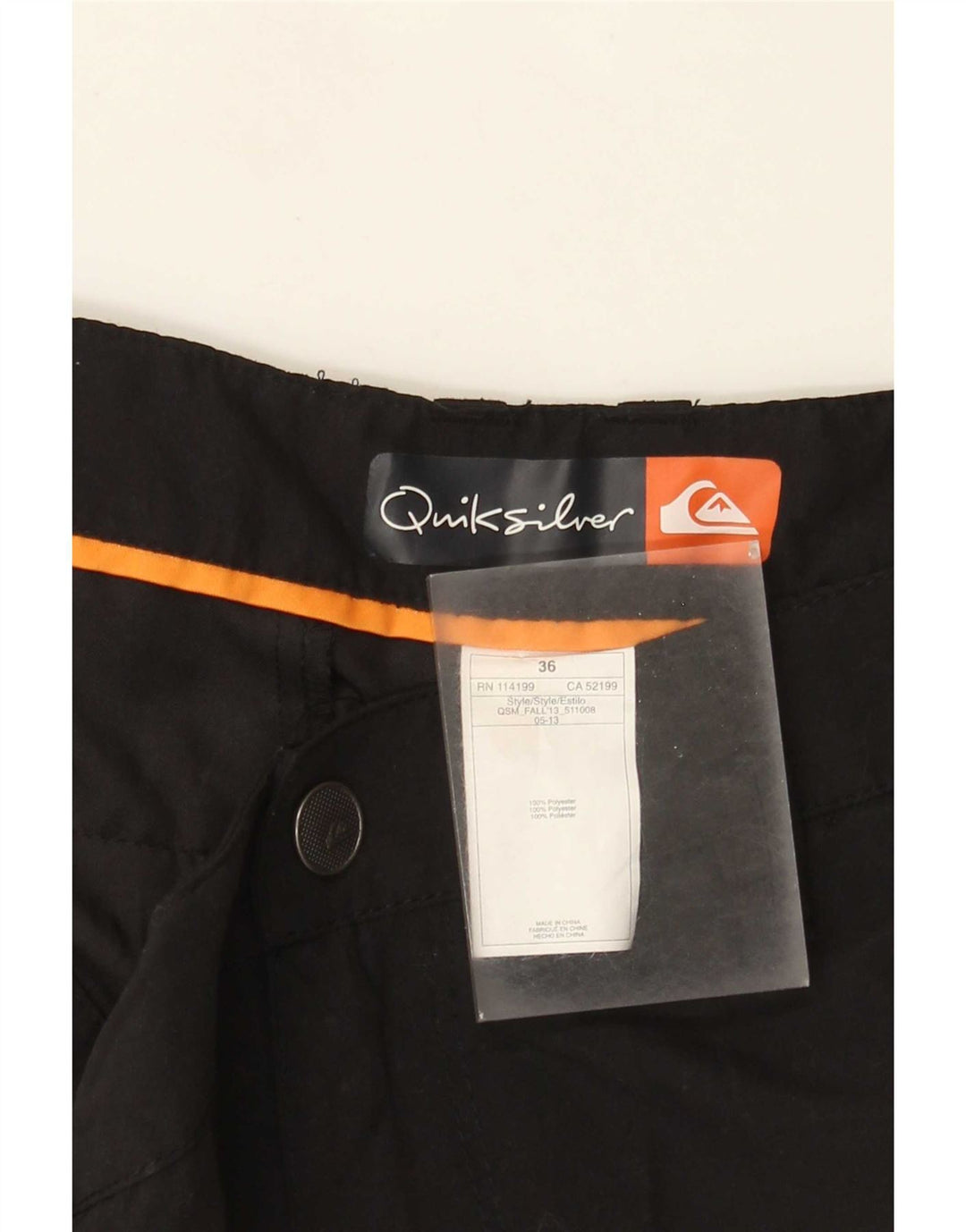 Quiksilver Short Chino Homme W36 Large Noir Polyester