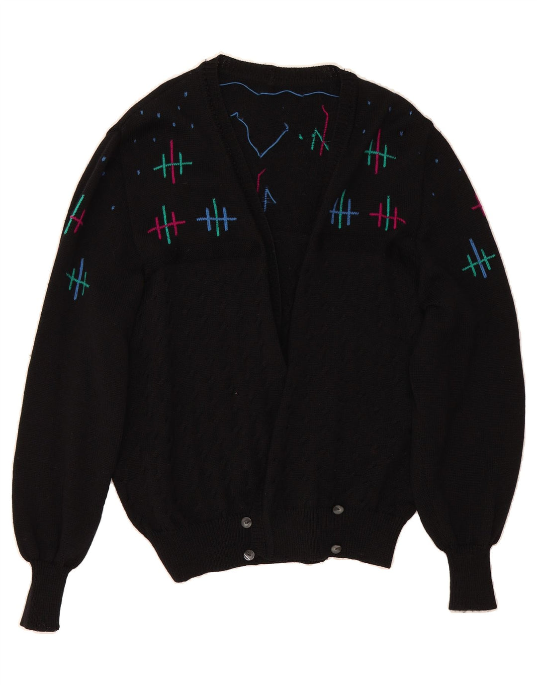 VINTAGE Womens Cardigan Sweater UK 14 Large Black Vintage Vintage and Second-Hand Vintage from Messina Hembry 