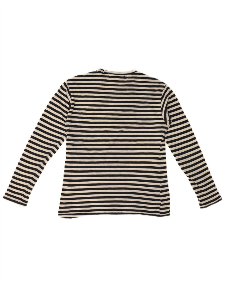 Zara Femme Top Manches Longues UK 10 Petit Noir Rayé