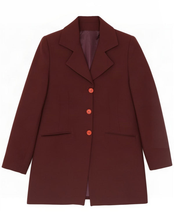 Vintage Womens Longline 3 Button Blazer Jacket UK 14 Medium Burgundy
