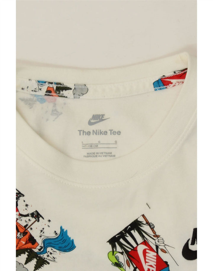 NIKE Boys Abstract Pattern Graphic T-Shirt Top 12-13 Years Large Off White Vintage Nike and Second-Hand Nike from Messina Hembry 