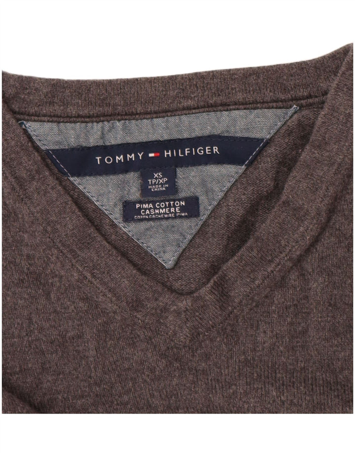 Tommy Hilfiger Pull col V Homme XS Gris Coton
